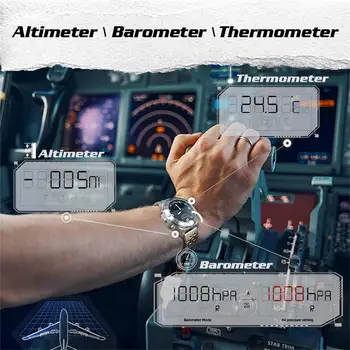 Erkekler için spor saat | Hava Altimetre Barometre Termometre Pedometre Pusula İzle / Paslanmaz S